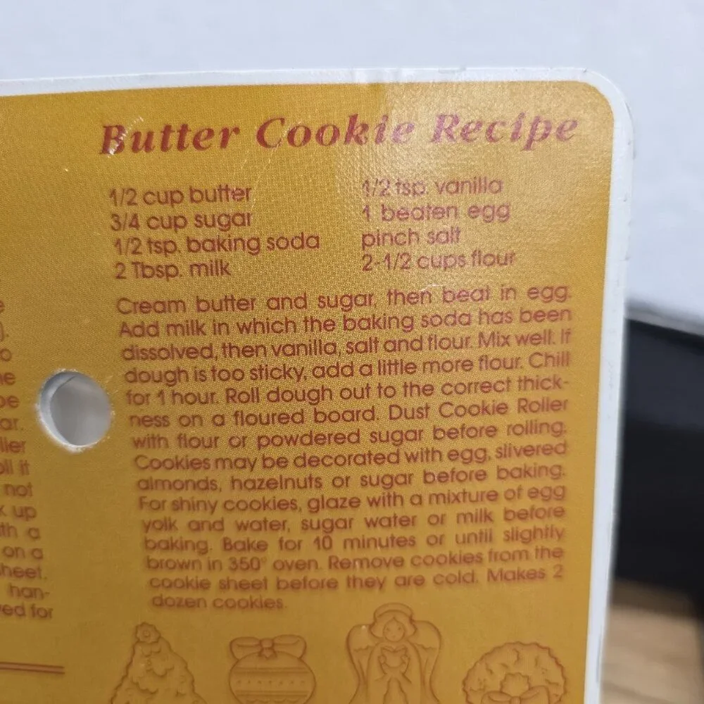 Hutzler Cutout COOKIE Santa 1987 Roll 'Em Christmas Cookie Roller 7 Designs New